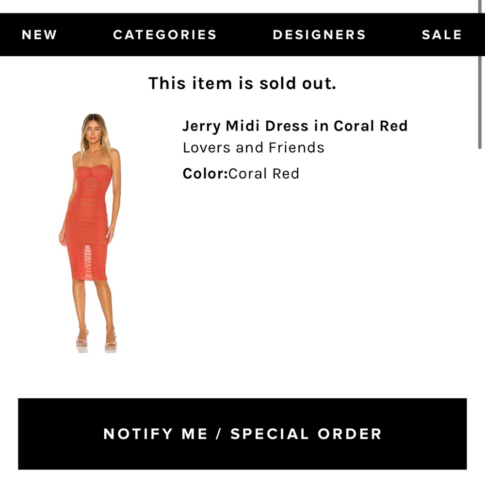 Revolve Lovers & Friends Fitted Midi Dress Coral - Picture 2 of 9